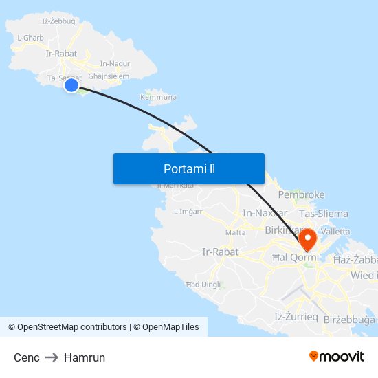 Cenc to Ħamrun map