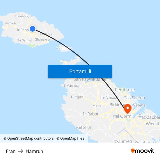 Fran to Ħamrun map