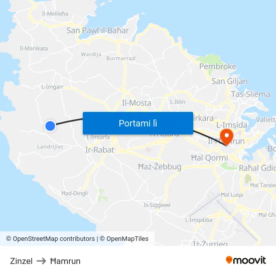 Zinzel to Ħamrun map