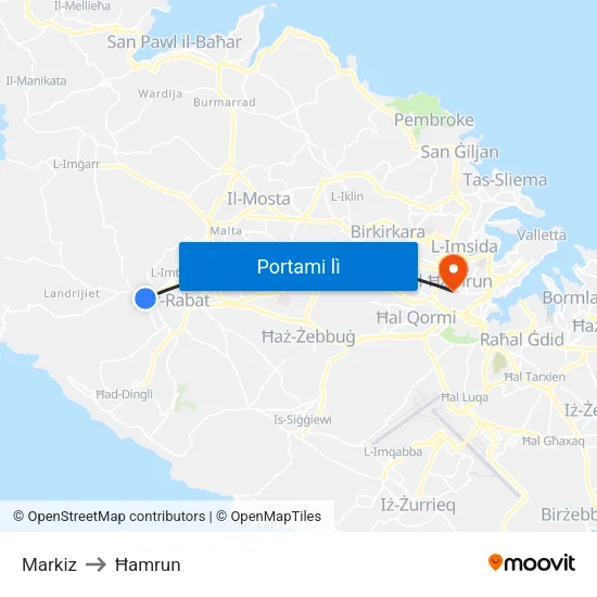 Markiz to Ħamrun map