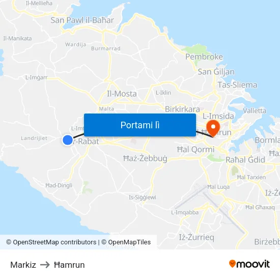Markiz to Ħamrun map