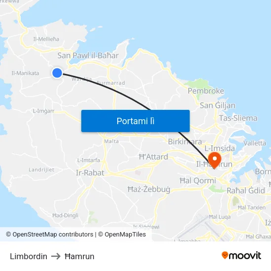 Limbordin to Ħamrun map