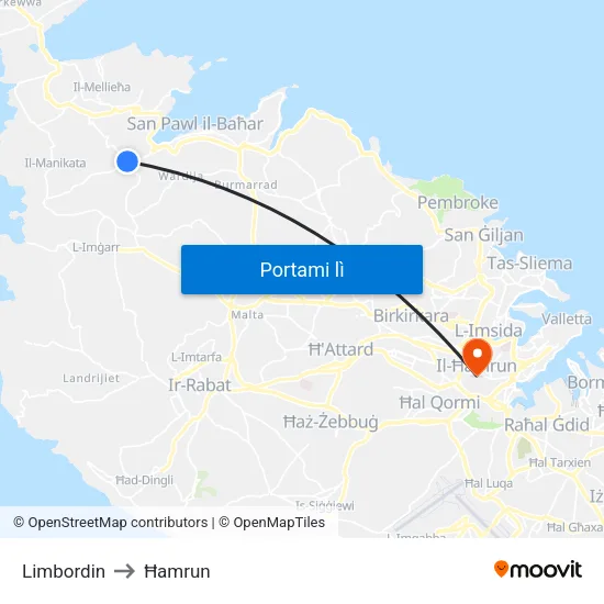Limbordin to Ħamrun map