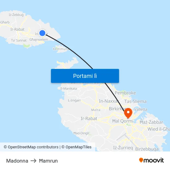 Madonna to Ħamrun map
