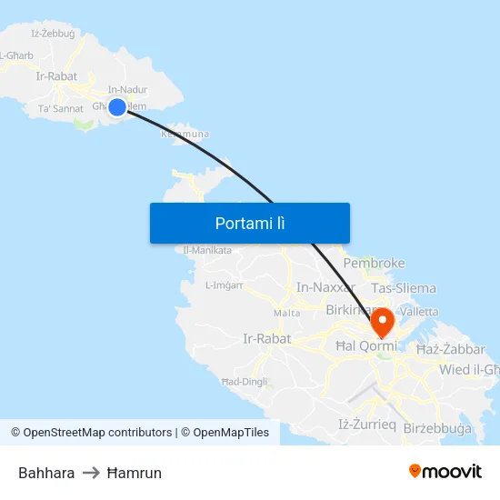 Bahhara to Ħamrun map