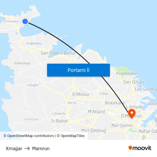 Xmajjar to Ħamrun map