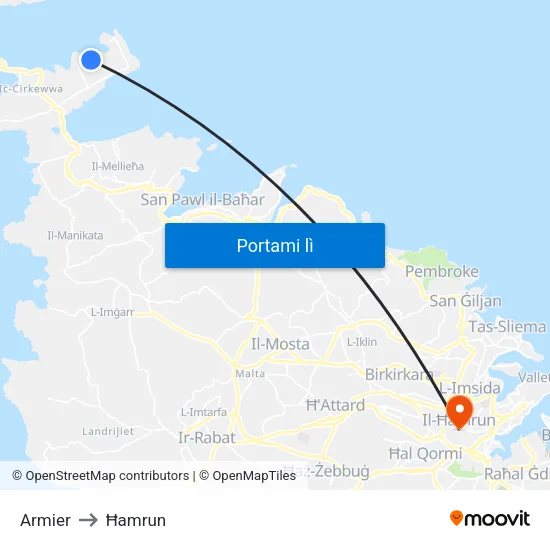 Armier to Ħamrun map