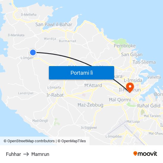 Fuhhar to Ħamrun map