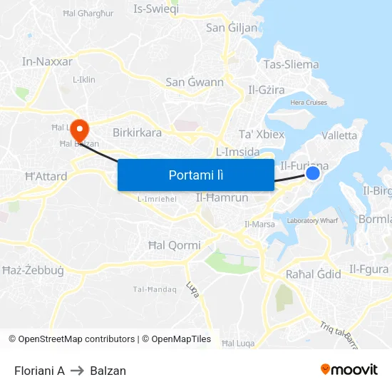 Floriani A to Balzan map