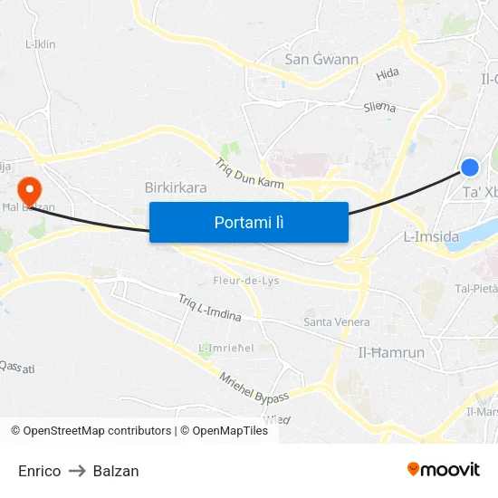 Enrico to Balzan map