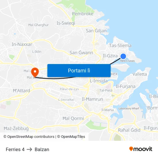 Ferries 4 to Balzan map