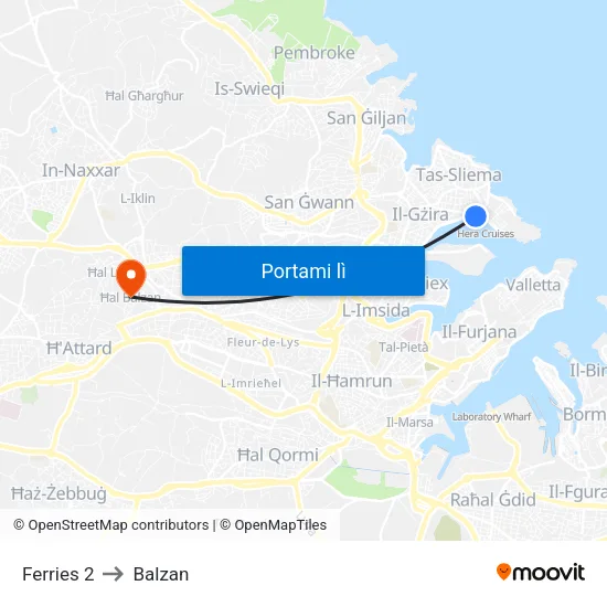 Ferries 2 to Balzan map