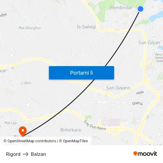 Rigord to Balzan map