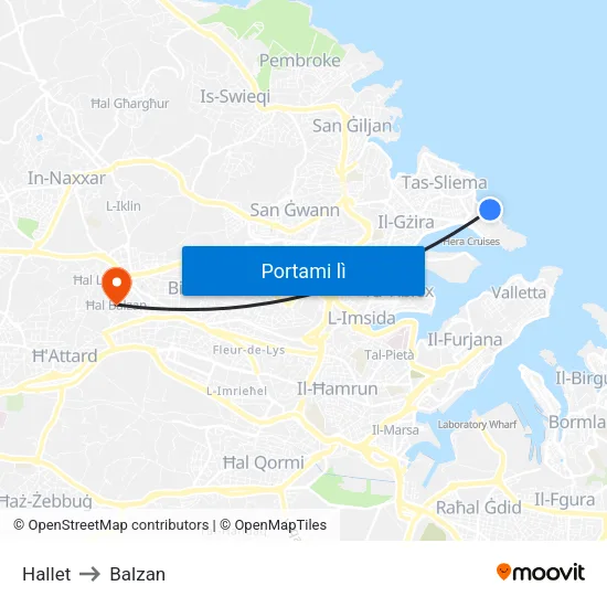 Hallet to Balzan map