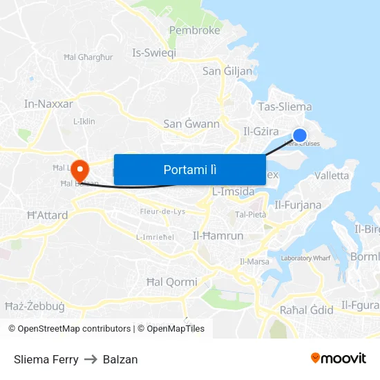 Sliema Ferry to Balzan map