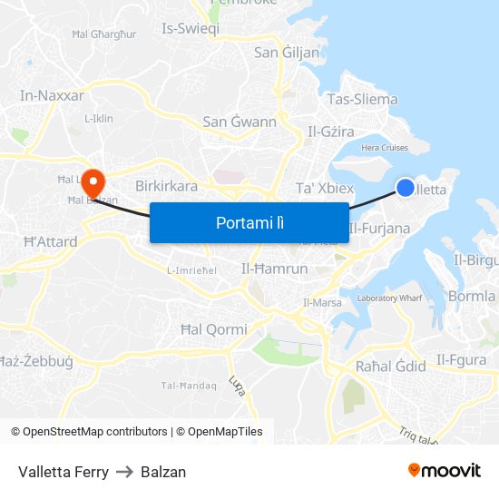 Valletta Ferry to Balzan map
