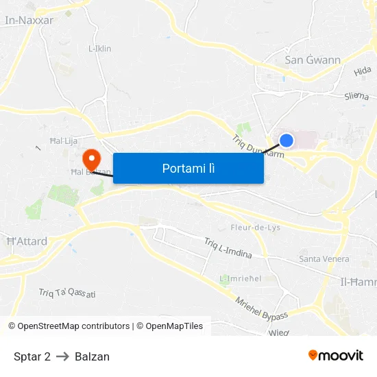 Sptar 2 to Balzan map