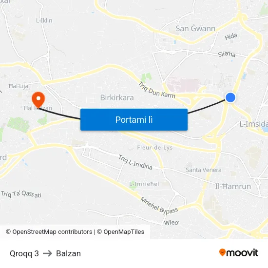 Qroqq 3 to Balzan map