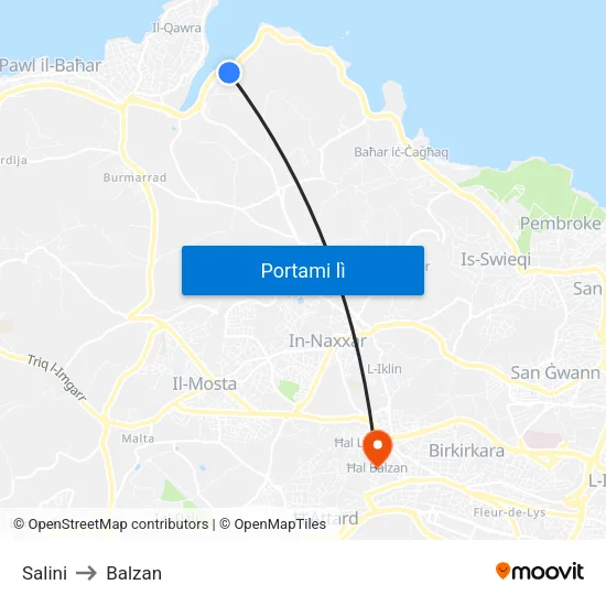 Salini to Balzan map