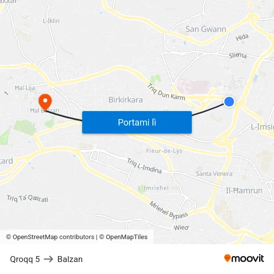 Qroqq 5 to Balzan map