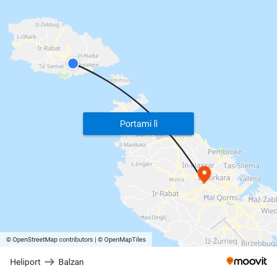 Heliport to Balzan map