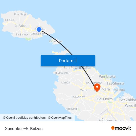 Xandriku to Balzan map