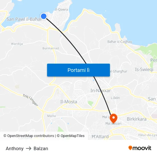 Anthony to Balzan map