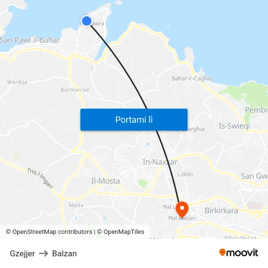 Gzejjer to Balzan map