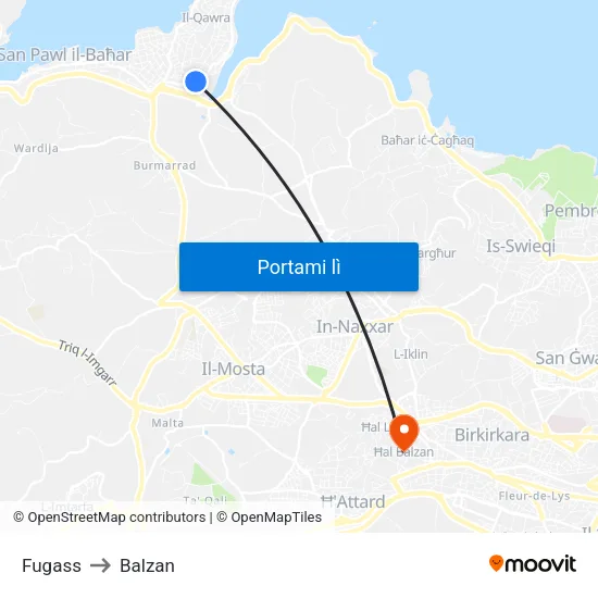 Fugass to Balzan map