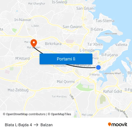 Blata L-Bajda 4 to Balzan map