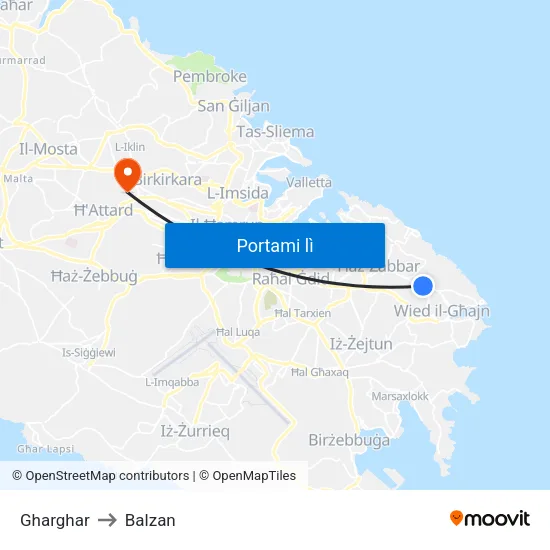 Gharghar to Balzan map