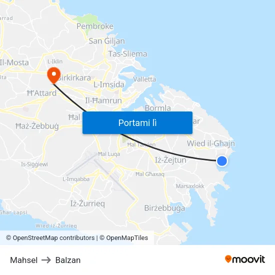 Mahsel to Balzan map