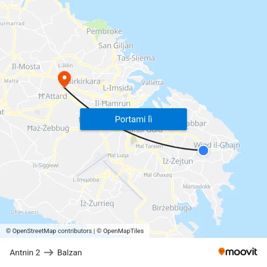 Antnin 2 to Balzan map