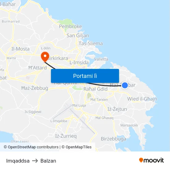 Imqaddsa to Balzan map