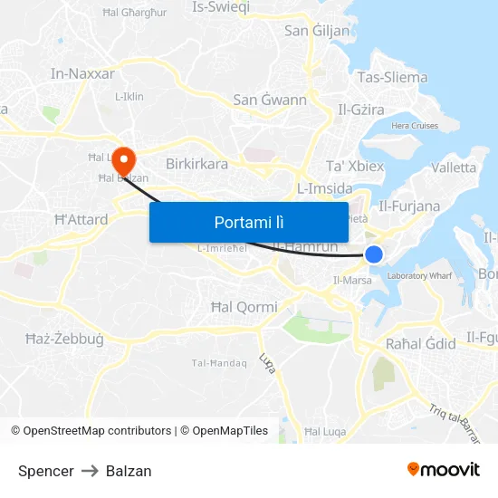 Spencer to Balzan map