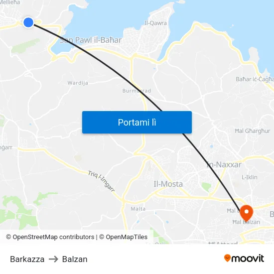 Barkazza to Balzan map