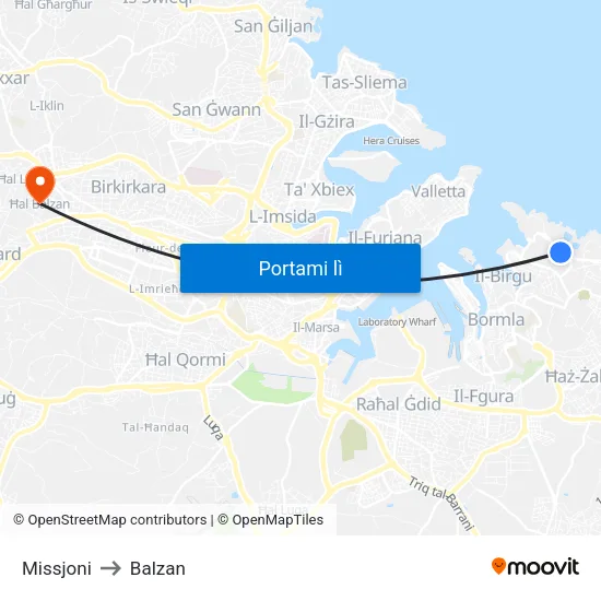 Missjoni to Balzan map