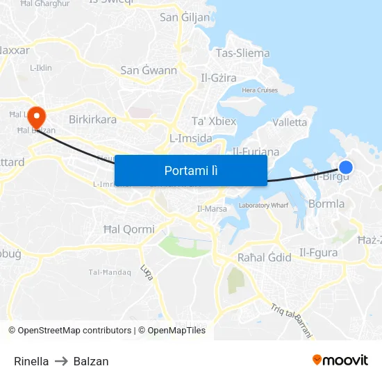 Rinella to Balzan map