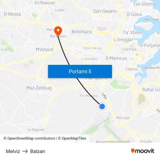 Melviz to Balzan map