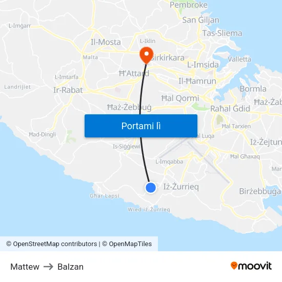 Mattew to Balzan map