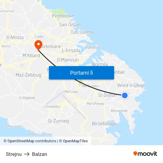 Strejnu to Balzan map