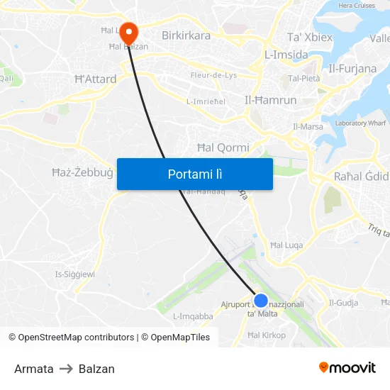 Armata to Balzan map