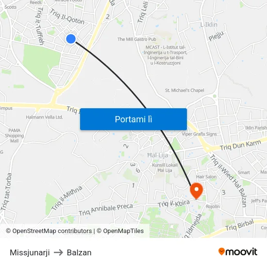 Missjunarji to Balzan map