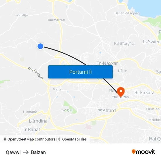 Qawwi to Balzan map