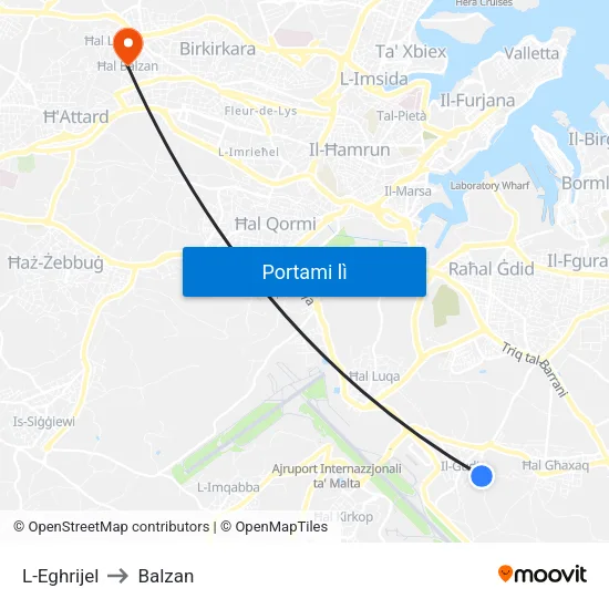 L-Eghrijel to Balzan map