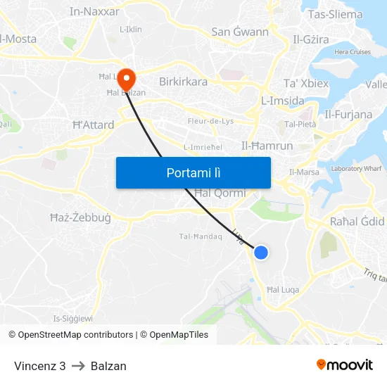 Vincenz 3 to Balzan map