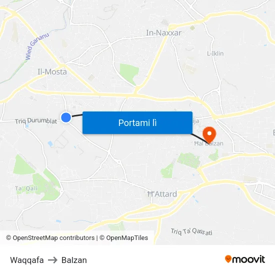 Waqqafa to Balzan map