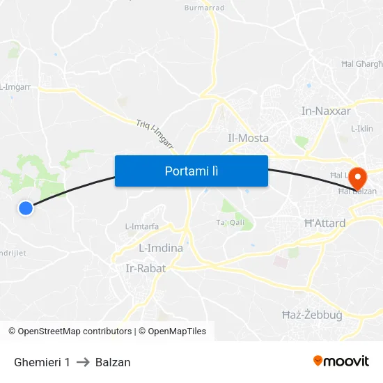 Ghemieri 1 to Balzan map