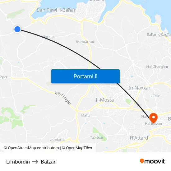 Limbordin to Balzan map