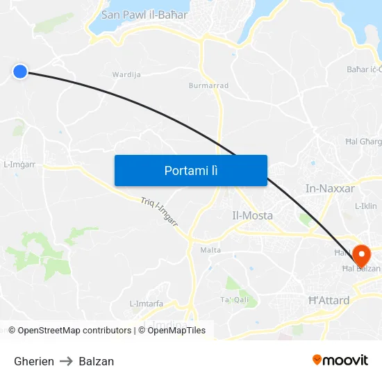 Gherien to Balzan map